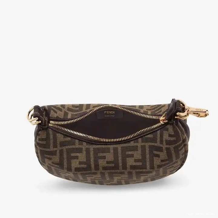 Cheap In Brown Fendi Mini Motif FF Fabric Fendigraphy Bag Hobo 0529